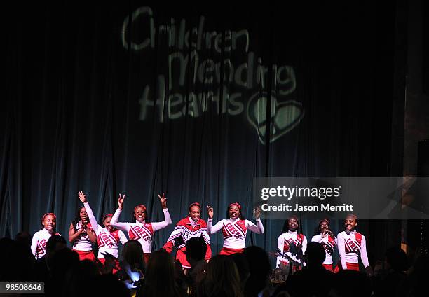 Westchester cheering squad performs onstage during the Children Mending Hearts 3rd Annual "Peace Please" Gala held at The Music Box at the Fonda...
