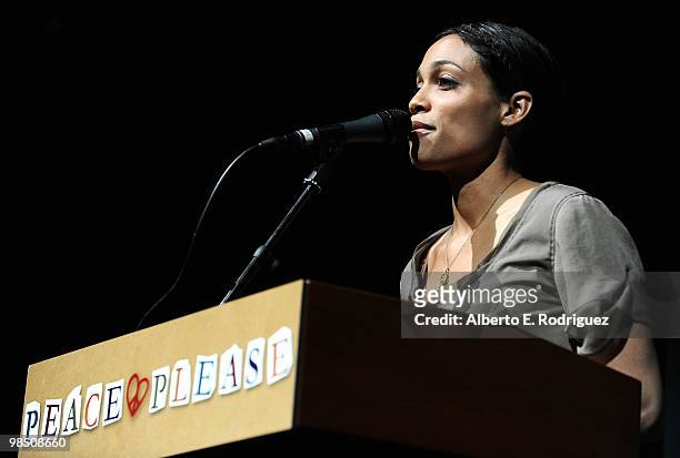 Actress Rosario Dawson onstage during the Children Mending Hearts 3rd Annual "Peace Please" Gala held at The Music Box at the Fonda Hollywood on...