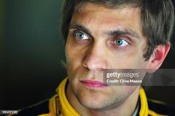 Vitaly Petrov of Russia and Renault is seen during the final practice session prior to qualifying for the Chinese Formula One Grand Prix at the...