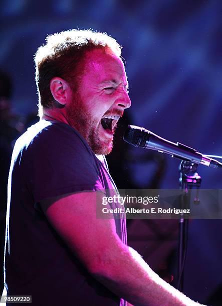 Actor Scott Grimes performs with Band From TV onstage during the Children Mending Hearts 3rd Annual "Peace Please" Gala held at The Music Box at the...