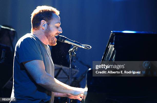 Actor Scott Grimes performs with Band From TV onstage during the Children Mending Hearts 3rd Annual "Peace Please" Gala held at The Music Box at the...