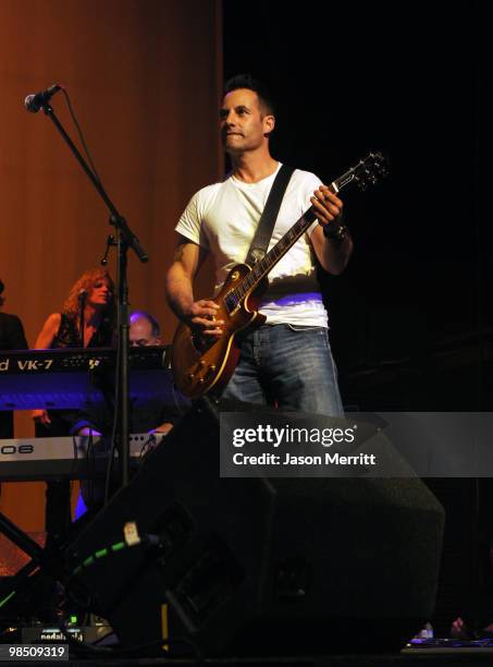 Actor Adrian Pasdar performs onstage with Band From TV during the Children Mending Hearts 3rd Annual "Peace Please" Gala held at The Music Box at the...