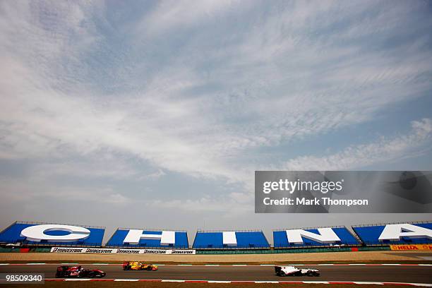 General view during the final practice session prior to qualifying for the Chinese Formula One Grand Prix at the Shanghai International Circuit on...