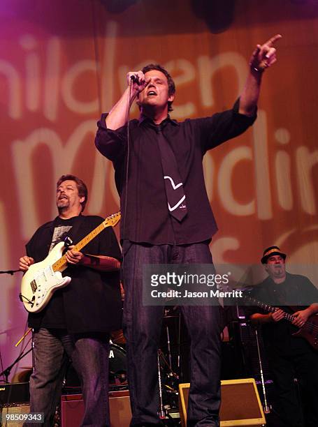 Personality Bob Guiney performs with Band From TV during the Children Mending Hearts 3rd Annual "Peace Please" Gala held at The Music Box at the...