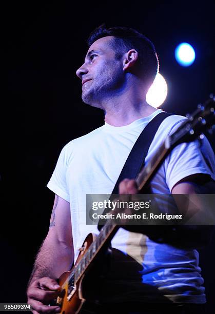 Actor Adrian Pasdar performs onstage with Band From TV during the Children Mending Hearts 3rd Annual "Peace Please" Gala held at The Music Box at the...