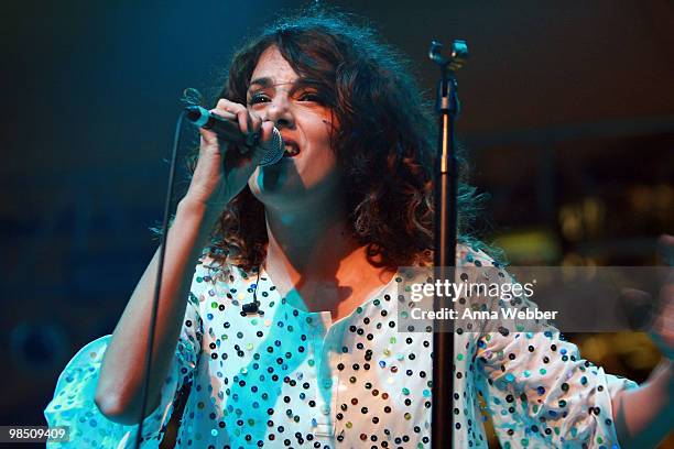 Musician Céu performs during day one of the Coachella Valley Music & Arts Festival 2010 held at the Empire Polo Club on April 16, 2010 in Indio,...