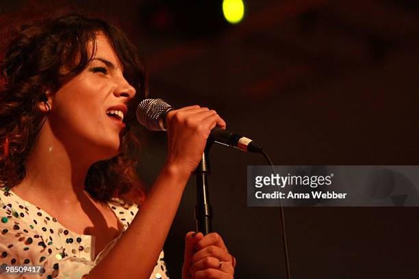 Musician Céu performs during day one of the Coachella Valley Music & Arts Festival 2010 held at the Empire Polo Club on April 16, 2010 in Indio,...