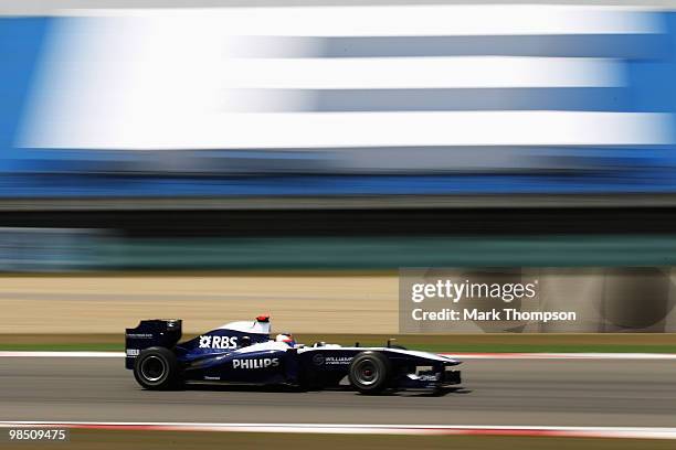 Nico Huelkenburg of Germany and Williams drives during the final practice session prior to qualifying for the Chinese Formula One Grand Prix at the...