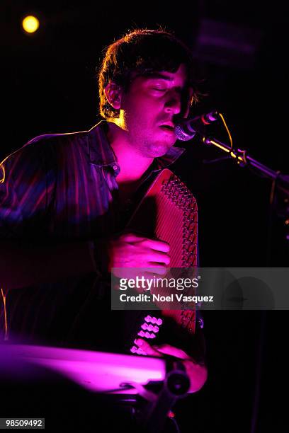 Musician Ed Droste of Grizzly Bear performs during Day 1 of the Coachella Valley Music & Art Festival 2010 held at the Empire Polo Club on April 16,...
