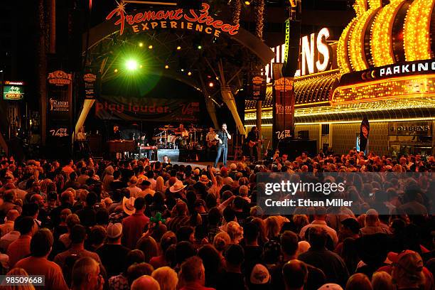 Singer Danny Gokey performs onstage at the 45th Annual Academy of Country Music Awards concerts at the Fremont Street Experience on Fremont Street...