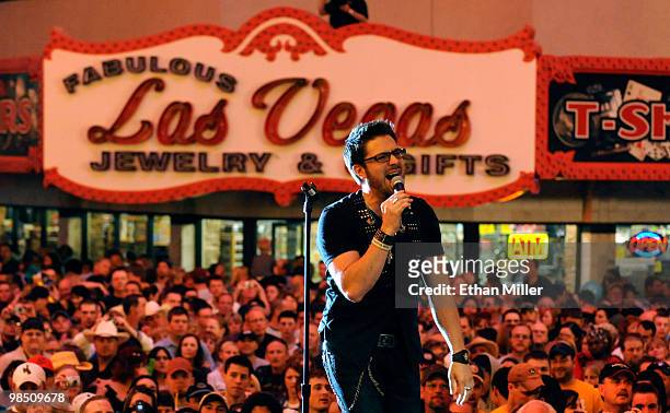 Singer Danny Gokey performs onstage at the 45th Annual Academy of Country Music Awards concerts at the Fremont Street Experience on Fremont Street...