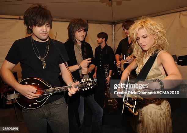 Musicians Neil Perry, Reid Perry and Kimberly Perry of The Band Perry pose at the 45th Annual Academy of Country Music Awards concerts at the Fremont...