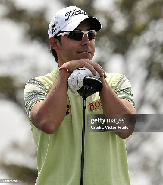 Pablo Larrazabal of Spain waits to tees off on the 2nd hole during the Round Three of the Volvo China Open on April 17, 2010 in Suzhou, China.
