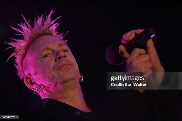 Musician Johnny Rotten of the band Public Image Limited performs during day one of the Coachella Valley Music & Arts Festival 2010 held at the Empire...
