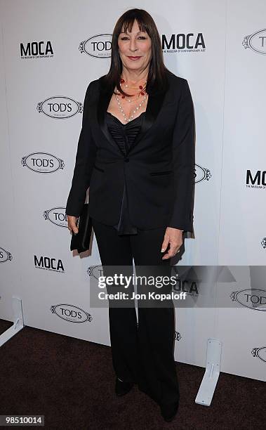 Actress Anjelica Huston arrives at the Tod's Boutique Grand Opening at Tod's Boutique on April 15, 2010 in Beverly Hills, California.