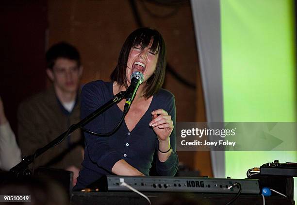 Sarah Barthel of Phantogram performs at The Basement on April 16, 2010 in Columbus, Ohio.