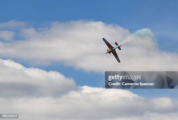 Kirby Chambliss of USA in action during the Red Bull Air Race Qualifying on April 17, 2010 in Perth, Australia.