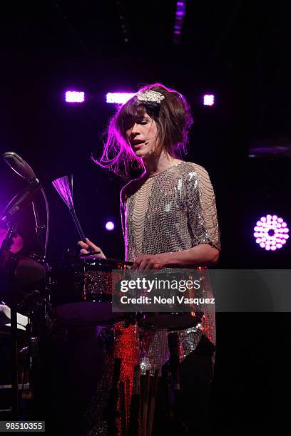 Musician Imogen Heap performs during Day 1 of the Coachella Valley Music & Art Festival 2010 held at the Empire Polo Club on April 16, 2010 in Indio,...