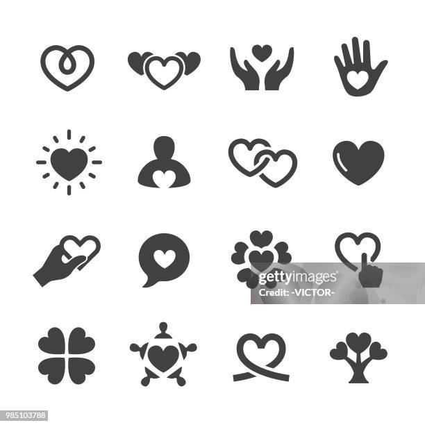 ilustraciones, imágenes clip art, dibujos animados e iconos de stock de cuidado y amor iconos - serie acme - amor sentimiento