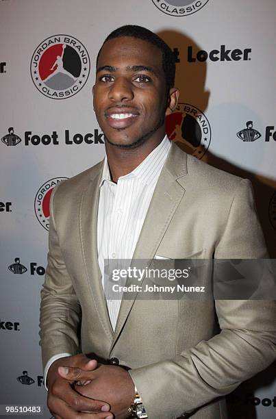 Player Chris Paul attends the Jordan Brand Classic awards dinner at The Edison Ballroom on April 16, 2010 in New York City.