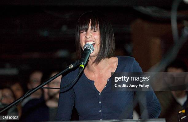 Sarah Barthel of Phantogram performs at The Basement on April 16, 2010 in Columbus, Ohio.