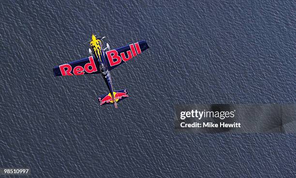 Kirby Chambliss of USA in action during the Red Bull Air Race Qualifying on April 17, 2010 in Perth, Australia.