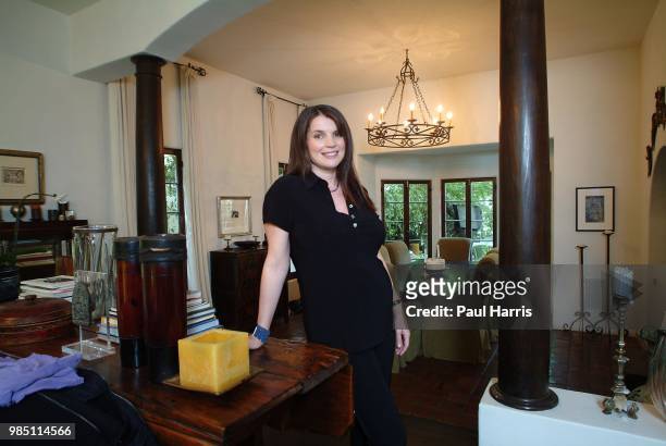 English actress Julia Ormond, who was pregnant and will give birth, end of June 2004, photographed April 30, 2004 at her home in Brentwood, California