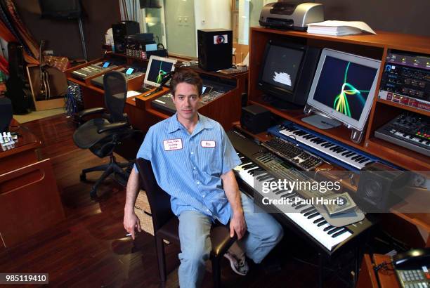 Robert Downey Jr in his recording studio. The actor has overcome his well-documented battle with drugs, to return in a new guise, a teetotal...