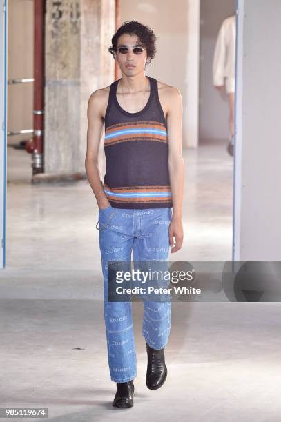 Model walks the runway during the Etudes Menswear Spring/Summer 2019 show as part of Paris Fashion Week on June 23, 2018 in Paris, France.