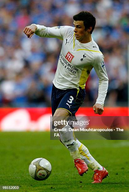 Gareth Bale of Tottenham Hotspur in action during the FA Cup sponsored by E.ON Semi Final match between Tottenham Hotspur and Portsmouth at Wembley...