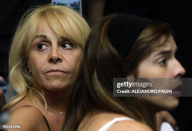 Argentinian football legend Diego Maradona's ex wife Claudia Villafane and their daughter Dalma Nerea attend the ceremony in which he was officially...