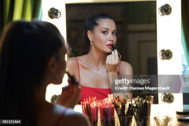 Mandy Capristo poses during the 'KISS Photo Call With Mandy Capristo' at Bayerischer Hof on June 27, 2018 in Munich, Germany.