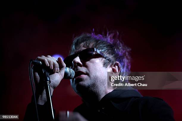 Musician Ian McCulloch of 'Echo & the Bunnymen' performs on Day 1 of the 2010 Coachella Valley Music & Arts Festival at The Empire Polo Club on April...