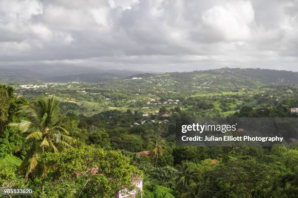 elevated view of the island of martinique. - stratovolcano imagens e fotografias de stock