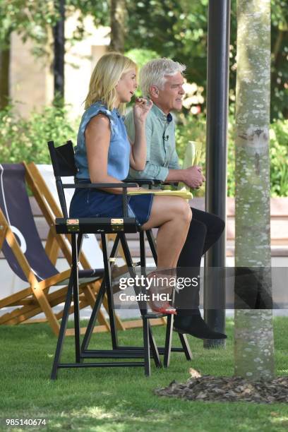 Holly Willoughby and Phillip Schofield seen at the ITV Studios on June 27, 2018 in London, England.