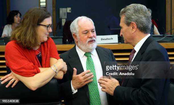 European Commissioner for Budget and Human Resources, Guenther Oettinger , Miguel Arias Canete , European Union Climate and Energy Commissioner and...