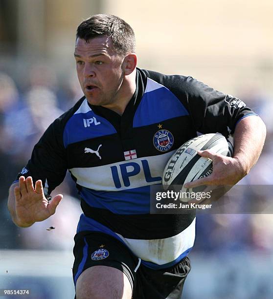 Lee Mears of Bath in action during the Guinness Premiership match between Bath and Sale Sharks at the Recreation Ground on April 17, 2010 in Bath,...