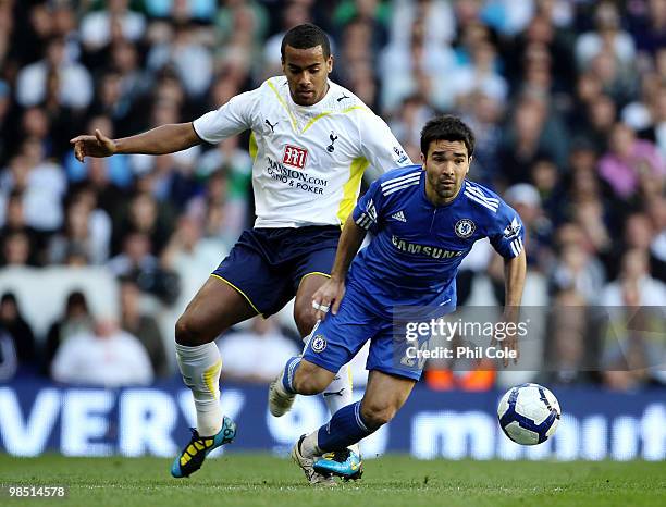 Deco of Chelsea is challenged by Tom Huddlestone of Tottenham Hotspur during the Barclays Premier League match between Tottenham Hotspur and Chelsea...