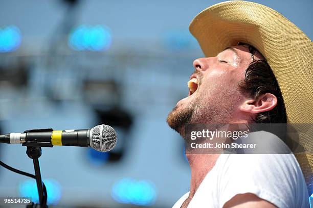 Musician Scott Avett of The Avett Brothers performs during Day 1 of the Coachella Valley Music & Art Festival 2010 held at the Empire Polo Club on...