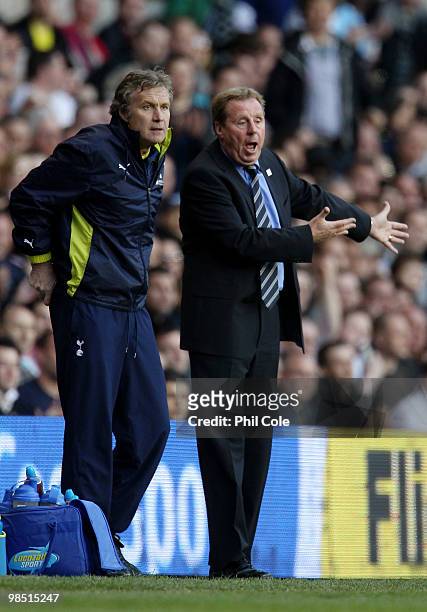 Manager of Tottenham Hotspur Harry Redknapp reacts on the touchline during Barclays Premier League match between Tottenham Hotspur and Chelsea at...