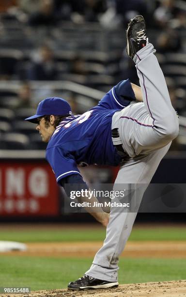 Wilson of the Texas Rangers delivers a pitch against the New York Yankees on April 16, 2010 at Yankee Stadium in the Bronx borough of New York City.