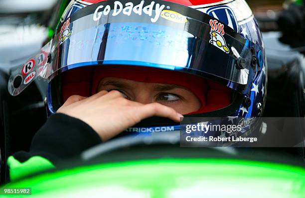 Danica Patrick driver of the Andretti Autosport Dallara Honda during practice for the IndyCar Series Toyota Grand Prix of Long Beach on April 17,...