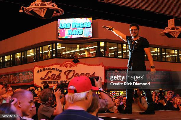 Singer Danny Gokey performs onstage at the 45th Annual Academy of Country Music Awards concerts at the Fremont Street Experience on Fremont Street...