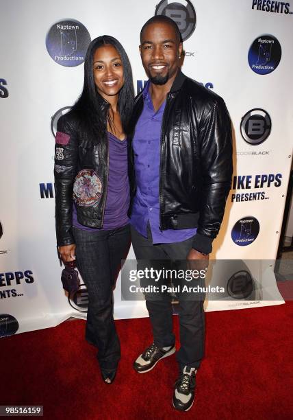 Actor Michael Jai White & his wife Courtenay Chatman arrive at comedian Mike Epps celebrity showcase at Club Nokia on April 16, 2010 in Los Angeles,...