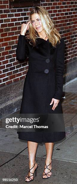 Jennifer Aniston visits "Late Show With David Letterman" at the Ed Sullivan Theater on March 15, 2010 in New York City.