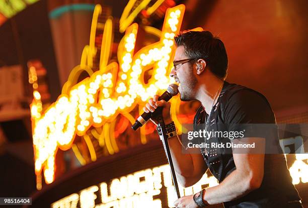 Singer Danny Gokey performs onstage at the 45th Annual Academy of Country Music Awards concerts at the Fremont Street Experience on Fremont Street...