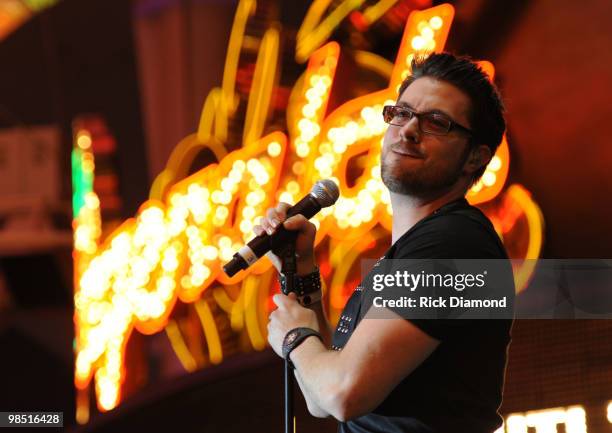 Singer Danny Gokey performs onstage at the 45th Annual Academy of Country Music Awards concerts at the Fremont Street Experience on Fremont Street...