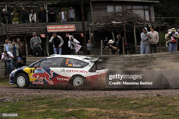Daniel Sordo of Spain and Marc Marti of Spain compete in their Citroen C4 Total during Leg 2 of the WRC Rally of Turkey on April 17, 2010 in...