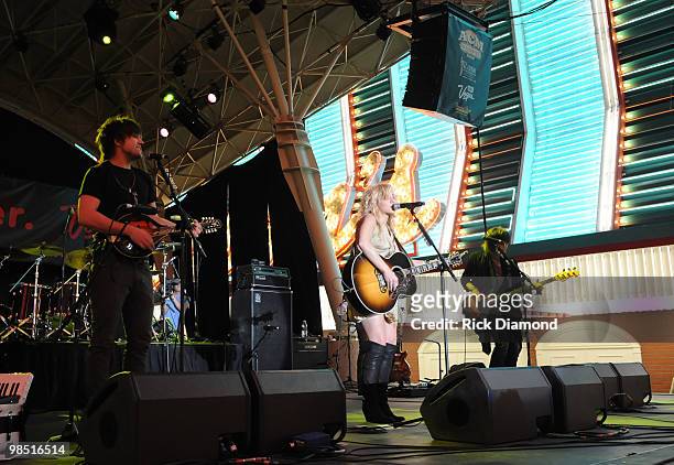 Musicians Neil Perry, Kimberly Perry and Reid Perry of The Band Perry perform onstage at the 45th Annual Academy of Country Music Awards concerts at...