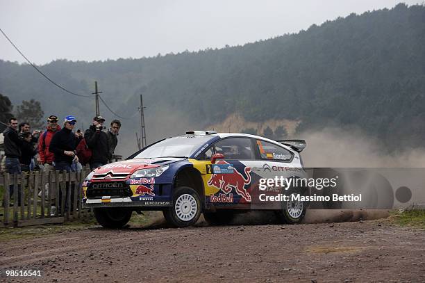 Daniel Sordo of Spain and Marc Marti of Spain compete in their Citroen C4 Total during Leg 2 of the WRC Rally of Turkey on April 17, 2010 in...